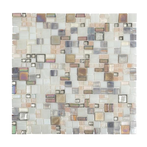 Apollo Tile Beige 12.4 in. x 12.6 in. Polished Mini Versailles Glass Mosaic Floor and Wall Tile (10.85 sq. ft./Case)