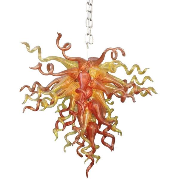 Unbranded 4-Light Orange 100% Hand Blown Glazed Chandeliers