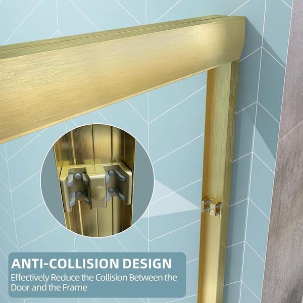 62-66 in. W x 72 in. H Double Sliding Semi-Frameless Shower Door in Brushed Gold Bypass Door with 1/4 in. Clear Glass