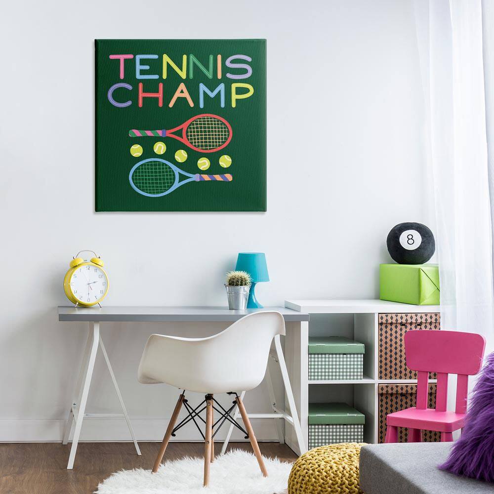 Tennis Champ Racket and Balls by Sazerelli Designs Unframed Typography Graphic Art Print 30 in. x 30 in. price history on PriceWatchPro