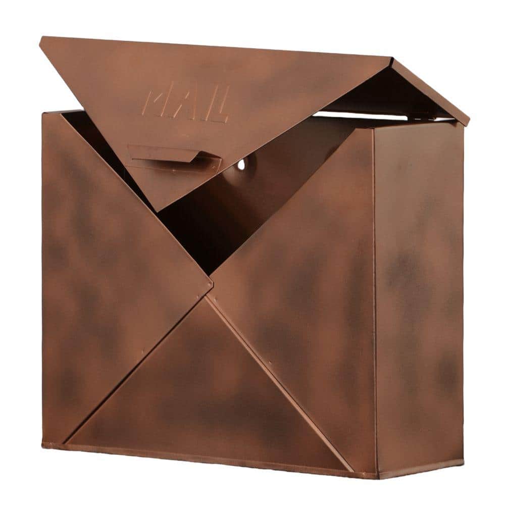 Copper Finish Envelope Shaped Wall Mount Mailbox