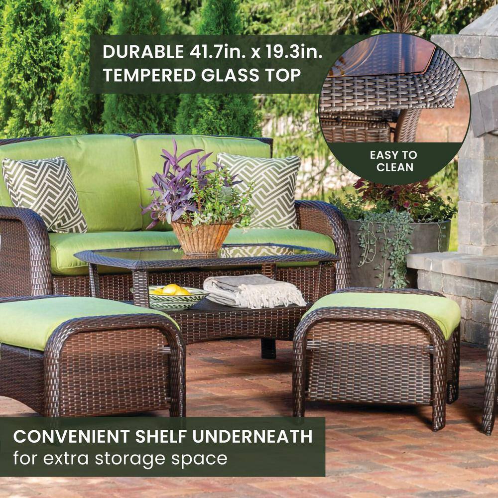 Strathmere Cilantro Green Wicker and Steel 6-Piece Outdoor Loveseat Set