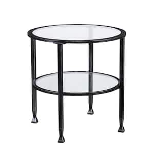 Bernadette 24 in. W Black 24 in. L Round Glass End Table with 1 -Piece