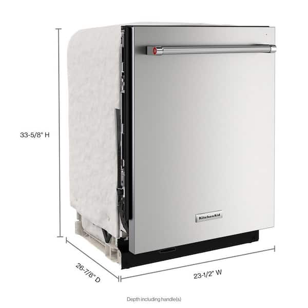 KitchenAid 24 in. PrintShield Stainless Steel Top Control Built-In Tall Tub  Dishwasher with Stainless Steel Tub, 44 dBA KDTM604KPS
