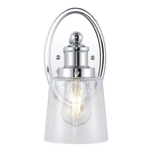 Beverly 5 in. 1-Light Iron/Seeded Glass Classic Cottage LED Chrome Vanity Light