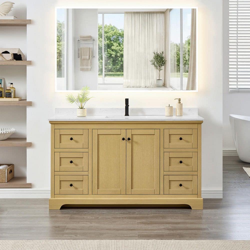 Avery 60 in. Single Freestanding Honey Oak Bath Vanity with Carrara Cultured Marble Top price history on PriceWatchPro