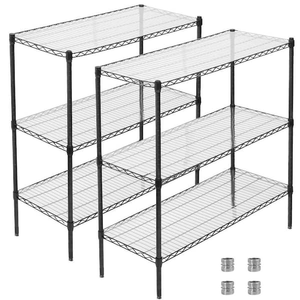 2 Pcs 3-Tier Metal Adjustable Garage Storage Shelving Unit, Boltless Assembly in Black (47 in. W x 47 in. H x 17 in. D)