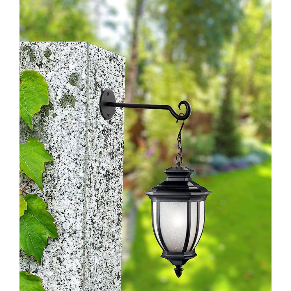 Black Iron Wall Mount Plant Hook Set for Outdoor Decor