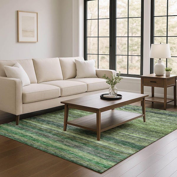 Mayfield Premium Machine Washable Abstract AMF1639 Aloe 8 ft. x 10 ft. Area Rug