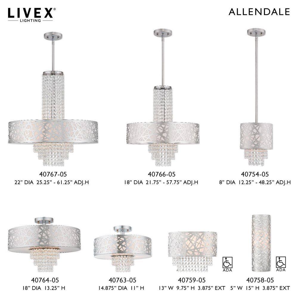 Polished Chrome 5-Light Drum Chandelier with Crystal Accents