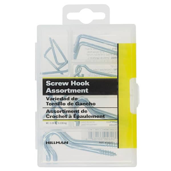 Zinc Square Bend Hook Assorted Kit (16-Pack)