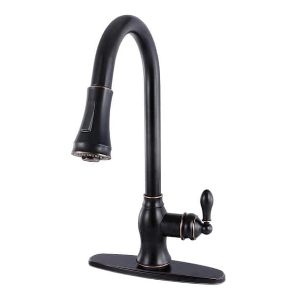American Classic 16.94 in. H Pull Down Sprayer Kitchen Faucet with Swivel Spout in Naples Bronze