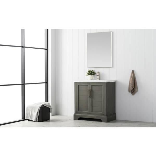 Vanity Art Vannes 30 in. W x 18 in. D x 34.5 in. H Bathroom Vanity in Silver Grey with Ceramic Top