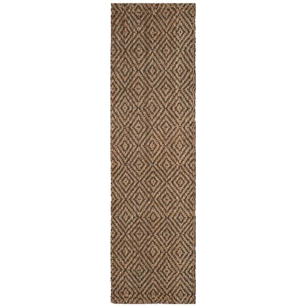 SAFAVIEH Natural Fiber Beige/Gray 2 ft. x 16 ft. Geometric Runner Rug