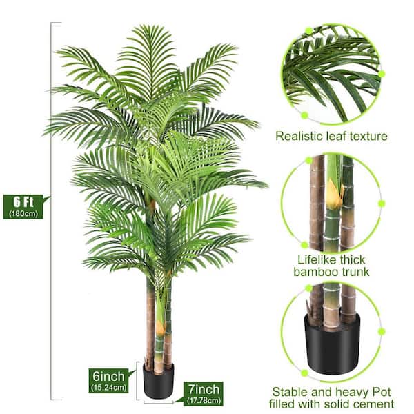 Afoxsos 7 in. Triple Cane Palm Artificial Green Indoor/Outdoor