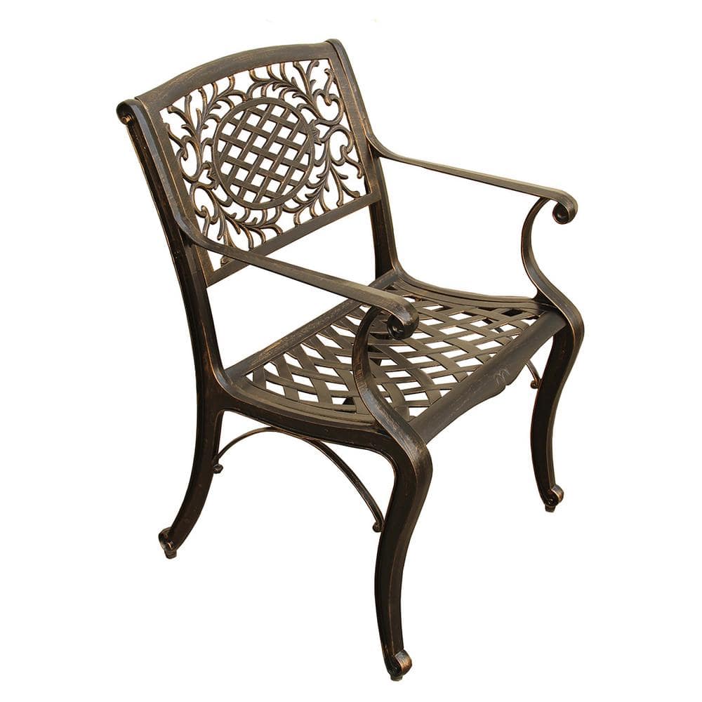 Bronze Aluminum 7-Piece Round Outdoor Dining Set with Lazy Susan