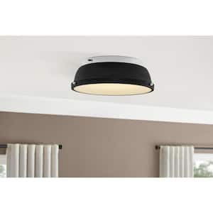 Taspen 14 in. Black and Chrome CCT Color Temperature Selectable LED Flush Mount Ceiling Light Fixture