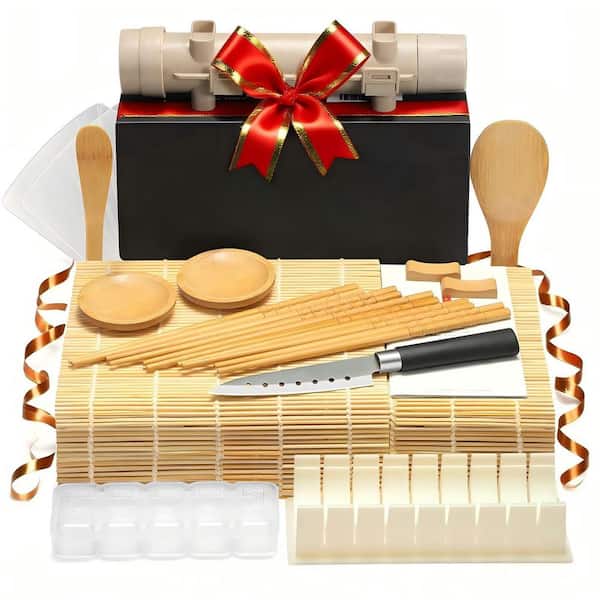 Sushi Making Kit with Chef’s Knife, Bamboo Mats, Rice Mold, Temaki Sushi Mats, Rice Paddle, Spreader, Chopsticks