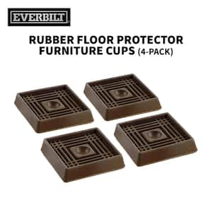 2 in. Brown Square Smooth Rubber Floor Protector Furniture Cups for Carpet & Hard Floors (4-Pack)