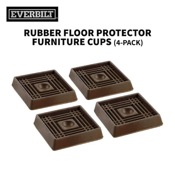 Everbilt 2 in. Brown Square Smooth Rubber Floor Protector Furniture Cups for Carpet Hard Floors 4 Pack 49076 The Home Depot