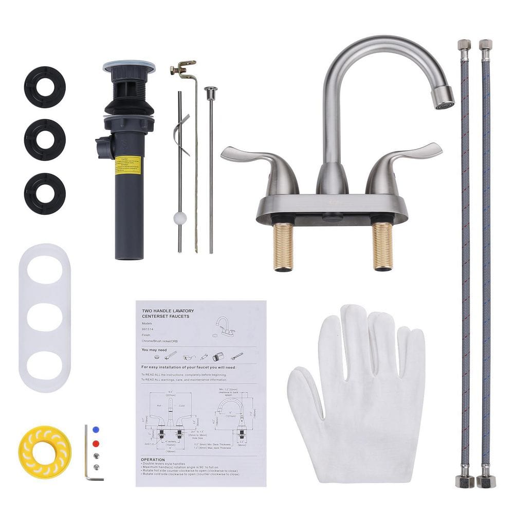 Brushed Nickel Double Handle High Arc Bathroom Faucet