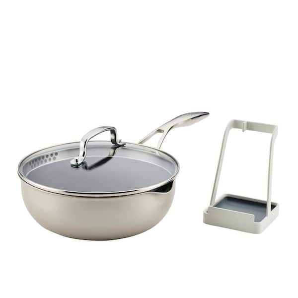 Infinity Pan with ScratchDefense 3-Piece Platinum Aluminum Nonstick Induction Cookware Set with Lid and Tool Holder
