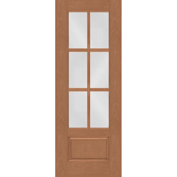 Steves & Sons Regency 36 in. x 96 in. Universal Handing 3/4-6 Lite Clear Glass Autumn Wheat Stain Fiberglass Front Door Slab