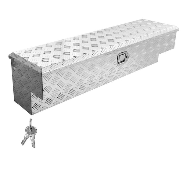 Heavy Duty 48 in. Silver Aluminum Five-Bar Tread Pattern Chest Truck Tool Box with Lock & Key, 48 x 13.4 x 13 in.
