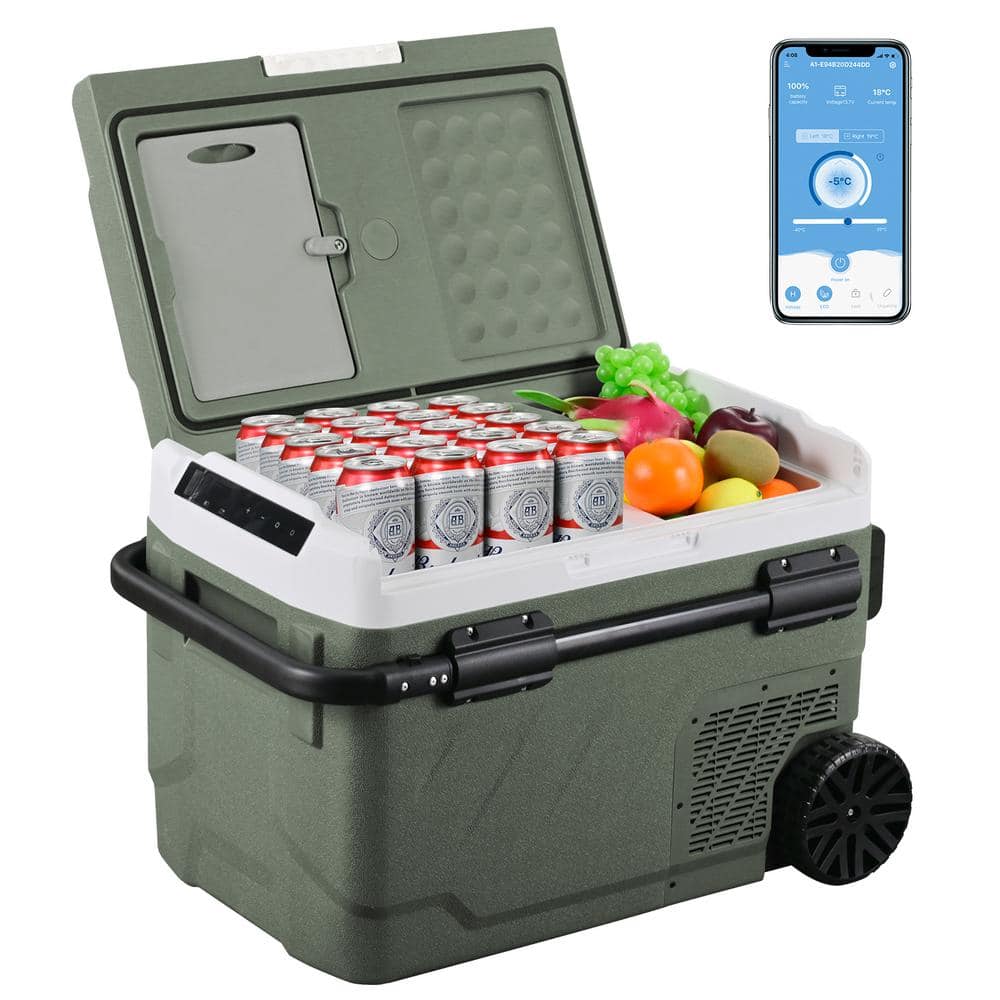 42 qt. Portable Refrigerator Car Fridge Dual Zone Electric Cooler with Wheels and Retractable Handle 12v Fridge Outdoor -  Alpicool, ZGW41