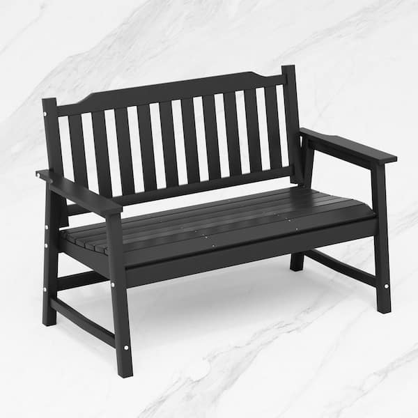 Poteban Black 2-Person High Quality Plastic Outdoor Bench