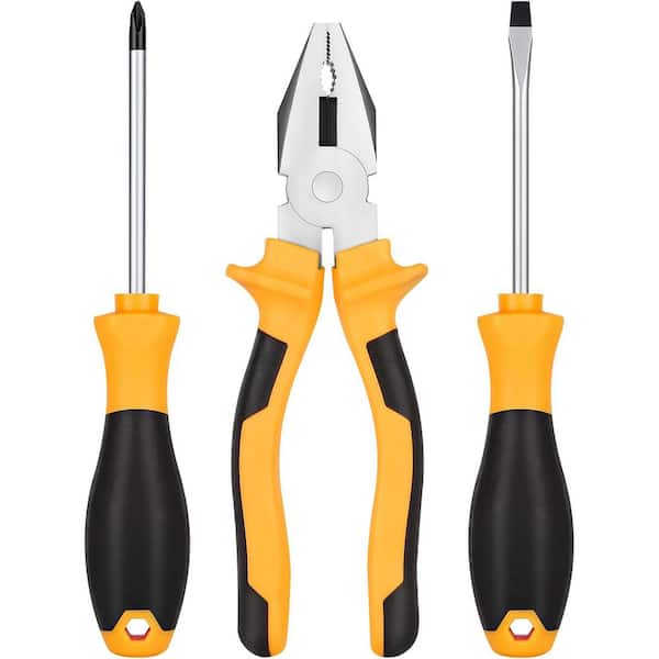 General Household Hand Tool Set Non-Slip Handle Multi-Purpose Pliers Screwdrivers Daily Use 3-Piece Screwdriver Set