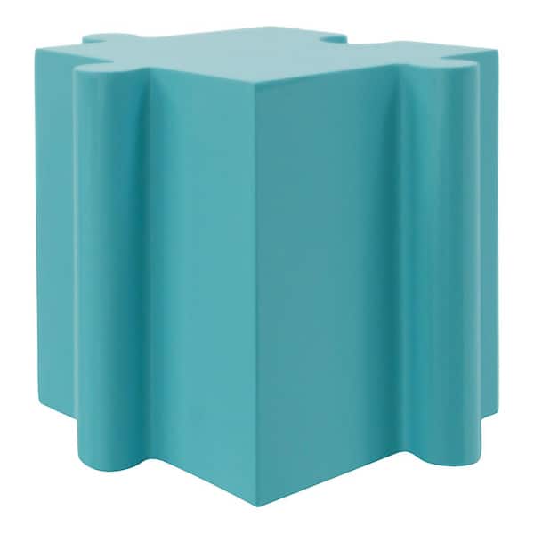 Light Blue Modular Round MGO Outdoor Side Table for Indoor and Outdoor Use