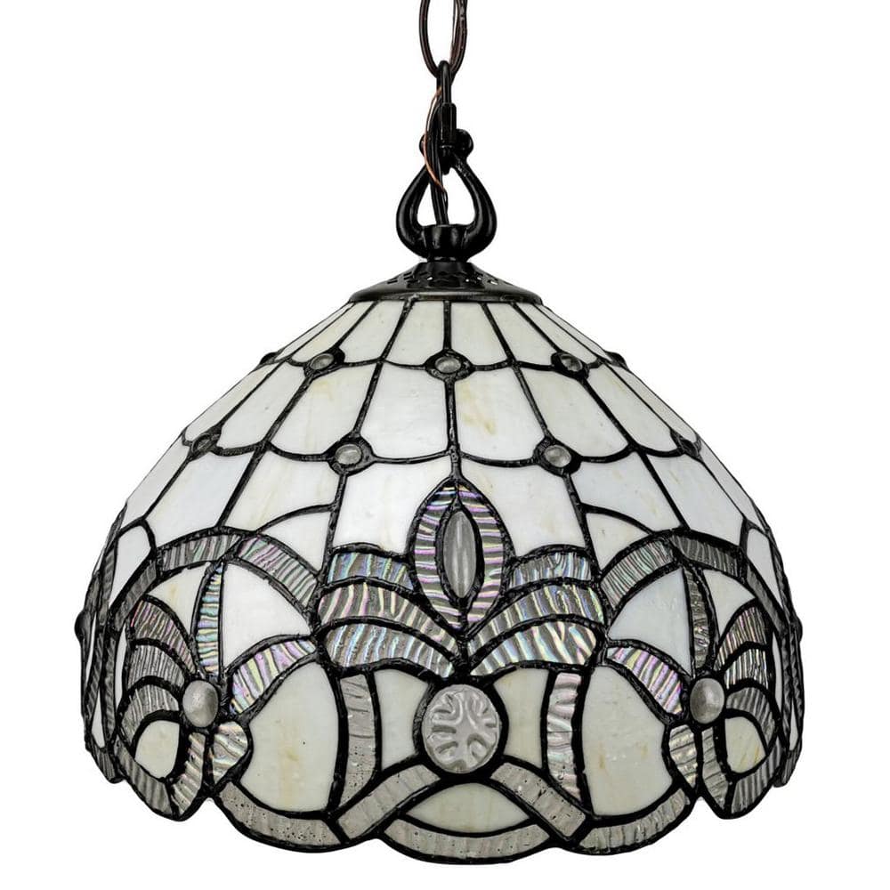 Tiffany Style 12 in. 1-Light White Vintage Pendant Lamp AM282HL12B ...