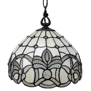 Tiffany Style 12 in. 1-Light White Vintage Pendant Lamp