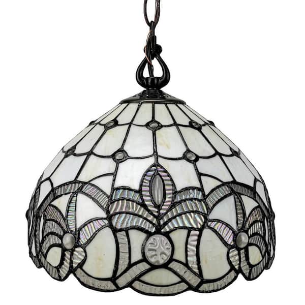 Unbranded Tiffany Style 12 in. 1-Light White Vintage Pendant Lamp