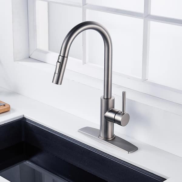 FORIOUS Single Handle Kitchen Faucet Pull Down Sprayer Sink Faucet ...