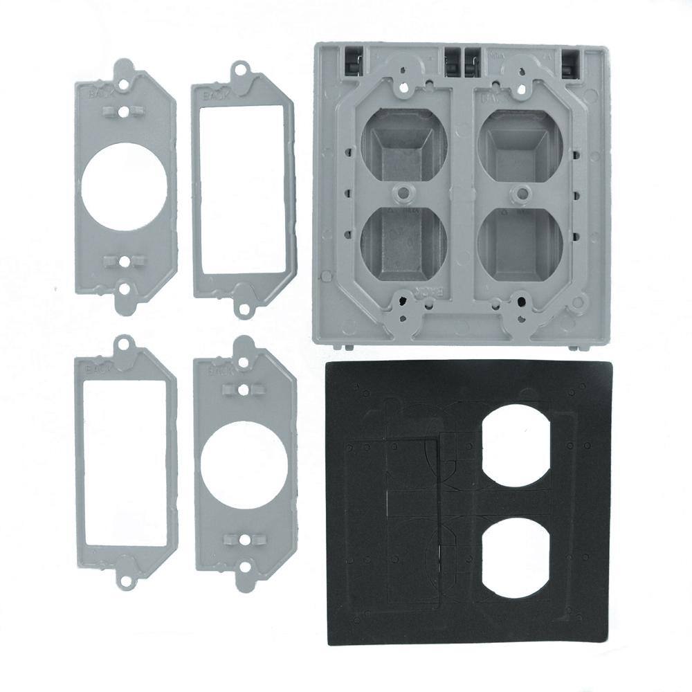 Gray Aluminum 2-Gang Weatherproof Cover with Lid