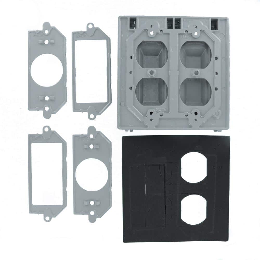 Gray Aluminum 2-Gang Weatherproof Cover with Lid