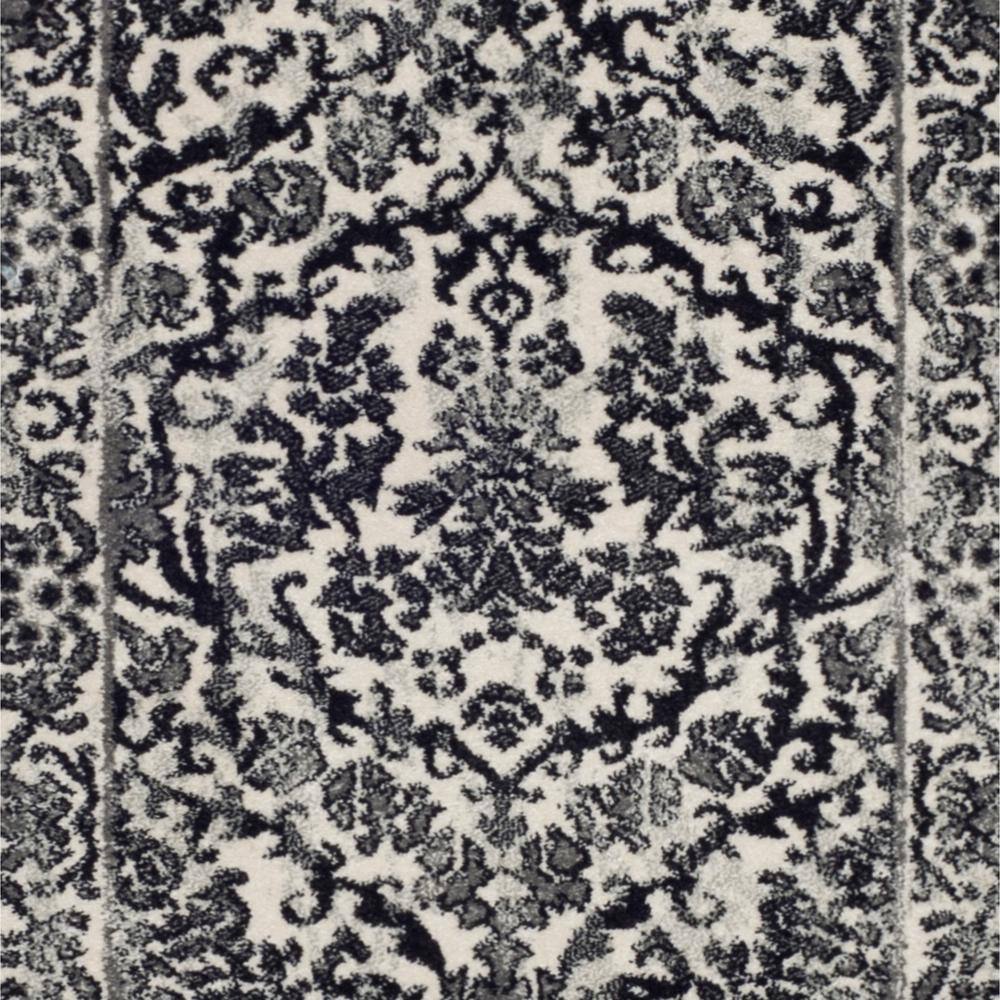 Ivory and Gray Floral Hand-knotted Runner Rug