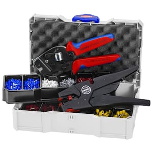 Crimping Kit (Crimping pliers, Self-adjusting insulation stripper and assortment of wire ferrules with/without collar)