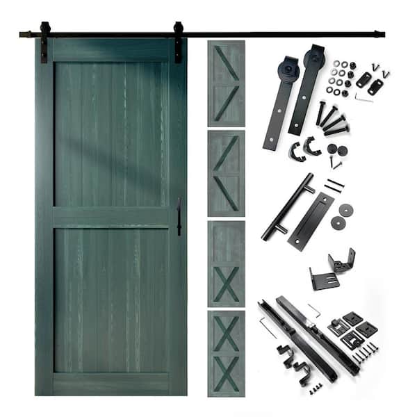 HOMACER 60 in. x 80 in. 5-in-1 Design Royal Pine Solid Pine Wood Interior Sliding Barn Door with Hardware Kit, Non-Bypass