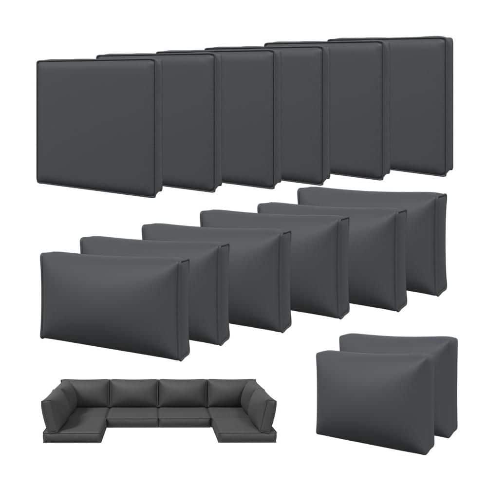 14-Pack Patio Cushion Cover Replacements with Zipper and Non-Slip Bottom, 3-Size Waterproof Cushion Cover, Grey price history on PriceWatchPro