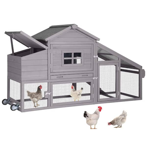 aivituvin Wooden Chicken Coop for 1/2 Hens With Wheels