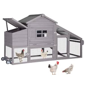 Wooden Chicken Coop for 1/2 Hens With Wheels