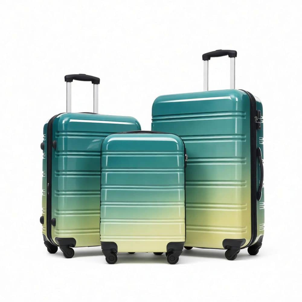 LIVACA 3-Piece Green and Yellow Gradient Hardside Expandable