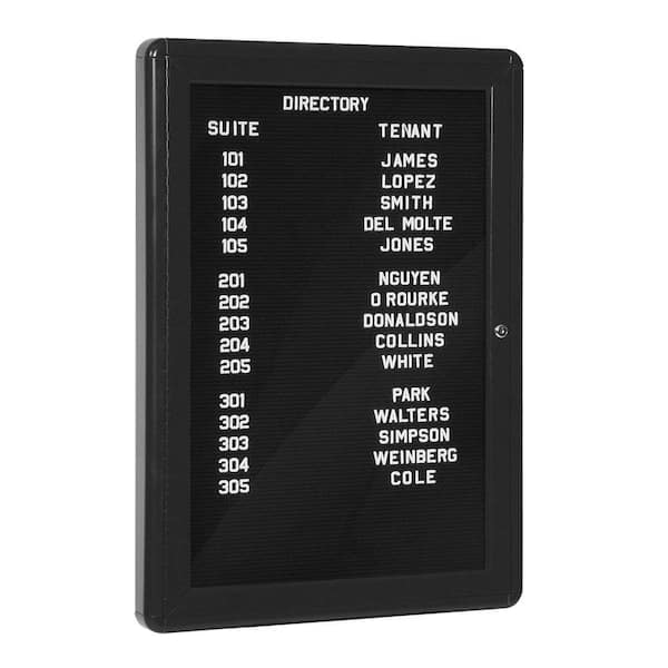 Salsbury Industries Lobby Directory Memo Board in Black