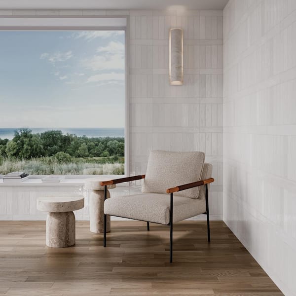Marin Rectangle Glossy Pearl White (White) 2 in. x 10 in. Ceramic Wall Tile (5.09 sq. ft./Case)