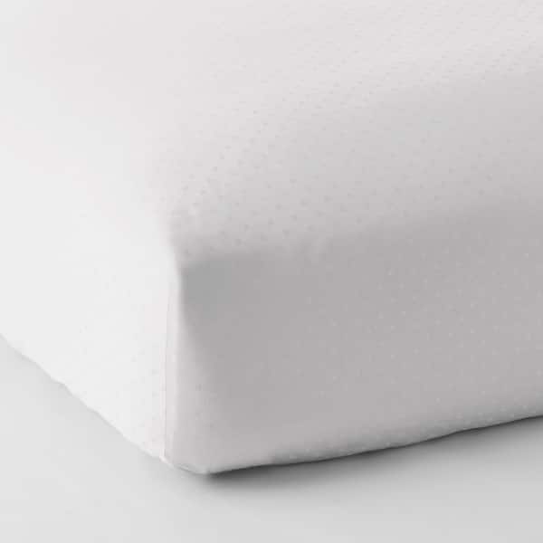 The Company Store Legends Luxury Dot White 500-Thread Count Cotton Sateen California King Fitted Sheet