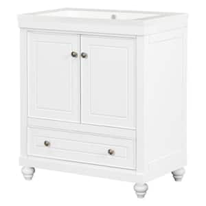 BY14 30 in. W x 18 in. D x 35 in. H Single Sink Freestanding Bath Vanity in White with White Solid Surfer Top