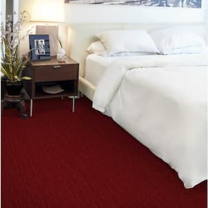 Supreme - Burgundy - Red 13.9 ft. 71 oz. Wool Texture Installed Carpet